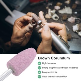 M METERXITY 10-Pack Abrasive Mounted Stone Grinding Bits, 1/4 IN(6mm) Shank Aluminum Oxide Polishing Sanding Drill Bit for Rotary Tools, 0.79IN(20mm) Dia 80 Grits Point [Pink]