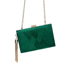 CARIEDO Women's Evening Handbag Clutch Bridal Purse for Wedding Prom Night Out Party, Green-satin, Small, Elegant and Noble Evening Clutch
