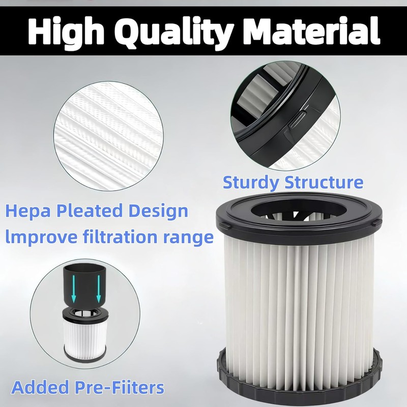 2 Pack DCV5801H HEPA Filter For DEWALT DCV580H, DCV581H 20V
