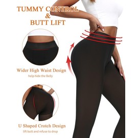 Cavotor Fleece Lined Tights Women Thermal Tights Translucent Fleece Tights Warm Tights for Winter Ladies Opaque Thick Warm Tights High Waist Tummy Control (300g Fleece Footed-Translucent Coffee,M)