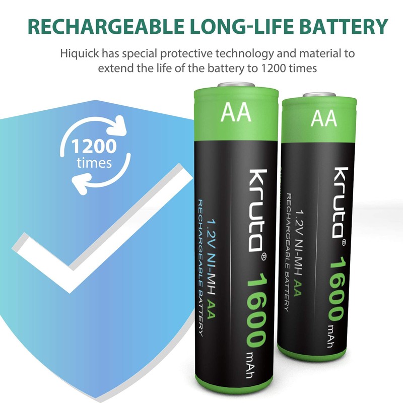 Solar Lights Batteries AA 1600mah High Capacity 1.2V Ni-MH Rechargeable
