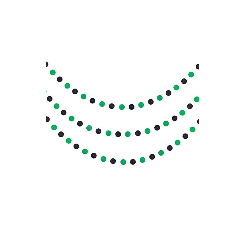 WEVEN Green and Black Paper Garland Circle Dot Party Banner