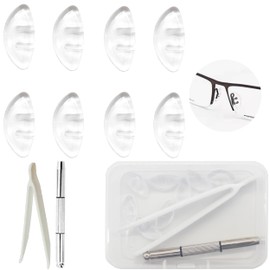 Eyeglass Nose Pads Anti-Slip Upgraded Soft Nose Pad Eyeglass Repair Kit 8pcs 4 Pairs Micro Screwdriver(Sports-Clear)