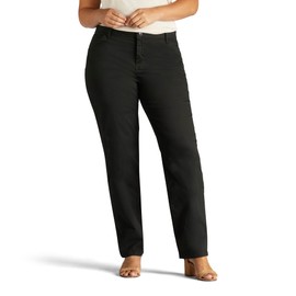 Lee Women's Plus Size Relaxed Fit All Day Straight Leg Pant, Black, 24W Medium