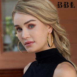 BBL Christmas Hoop Earrings Gold Hoop Earrings for Women 925 Large Gold Hoop Earrings Hypoallergenic Big Gold Hoop Earrings Lightwight 14k Gold Hoop Earrings for Women Girls 35/45/55/65 mm