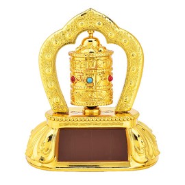 Solar Energy Prayer Wheel,Fydun Tibetan Tibet Buddhist Solar Energy Spinning Prayer Wheel for Car Interior Decoration