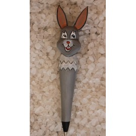Squire Rabbit Caricature Pen Hand Carved Wood Writing Instrument Hand Painted Detail