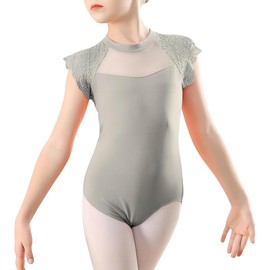 Happy Cherry Little Girls Sleeveless Ballet Leotards Elegant Hollow Back Ballweina Round Neck Princess Dancewear Elegant Ballerina Outfit 8-10 Years Grey 2023