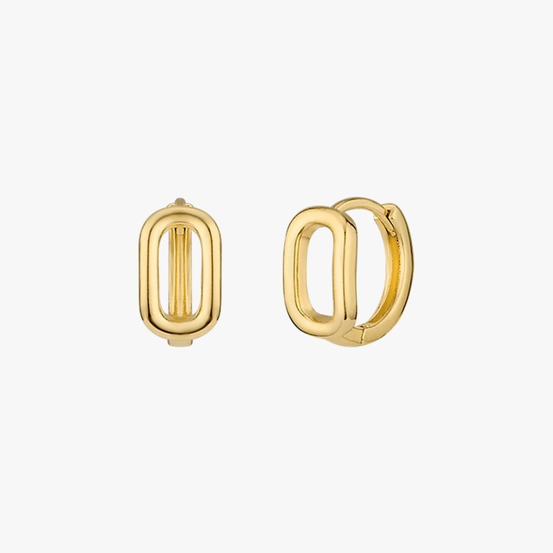Gold&Deer 14K Goldfield Simple O-Ring Line One-Touch Earrings Yellow Gold