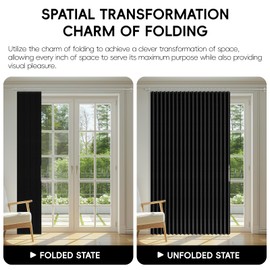 Jilron Sliding Door Curtains Blackout Curtains Accordion Doors Interior Patio Door Curtain Sliding Glass Door Curtain Vertical Blinds(Black 98" W x 84" L)