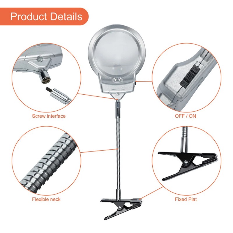 POPSTORE LED Light Clip Type Hose Light Table Top Magnifier