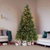 Árbol De Navidad Pino Artificial Verde Con Luces Led 2.1m