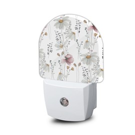 AOWULA Wildflowers Poppy Chamomile Night Light,Plug into Wall Nightlights with Dusk to Dawn Light Sensors,Nightlights for Bedroom/Bathroom/Hallway/Kitchen,Nightlight for Boys Girls Women Men