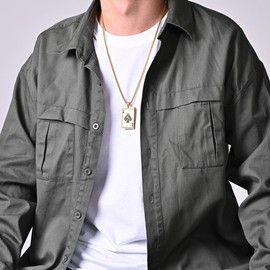 Niaspi Gothic Poker Pendant Necklaces for Women Girls Men Unisex Stainless Steel Punk Ace of Spades Card Poker Chain Necklaces Fashion Chic Hip Hop Amulet Lucky Birthday Holiday Party Jewelry(Gold)