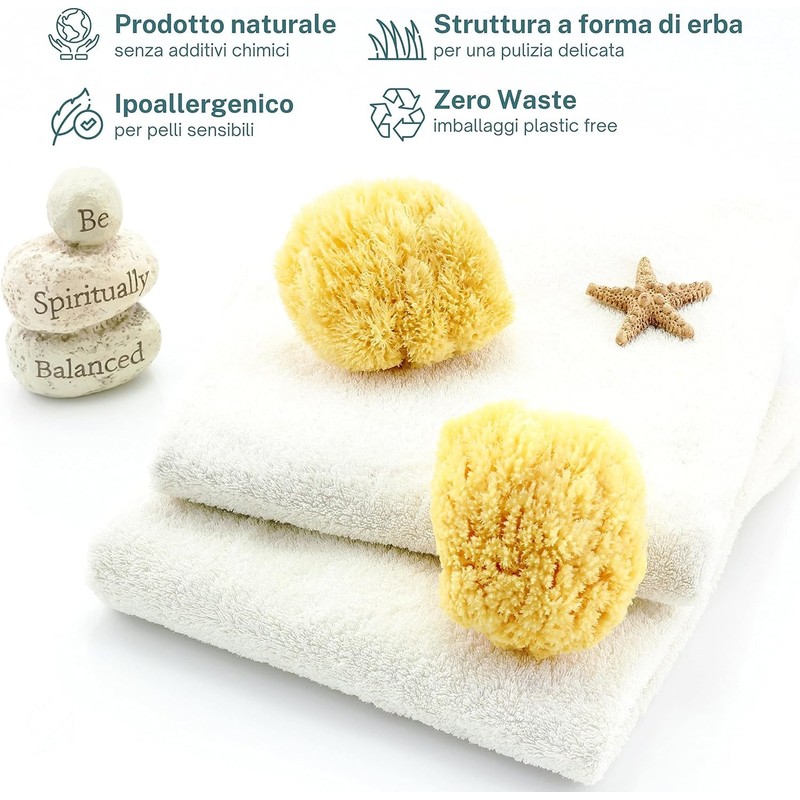 Natural Mediterranean Body Sponge Non Synthetic (11-12cm with Cord)