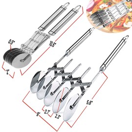 MTOMDY - Cortador de masa de 5 ruedas, cortador de espaguetis y fideos, juego de cortador de pastelería, múltiples herramientas de cortador de rodillos de pasta, rodillo de hornear cortador de