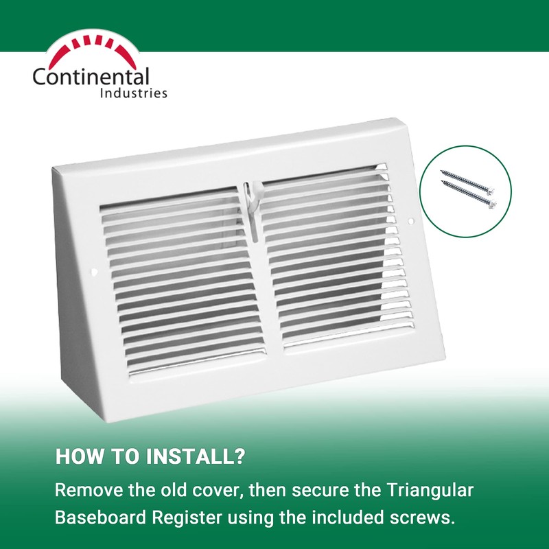 Triangular Baseboard Floor Register (10" x 6" Duct Opening/~11 3/8"