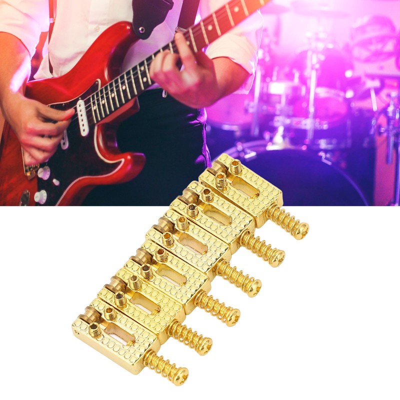 6Pcs Guitar Bridge Roller Saddles Height Adjustable Vintage Style Electric