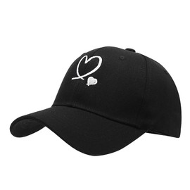 MAZELIKEHOOD Baseball Cap Adjustable Cotton Breathable Casual Unisex Heart Sport Sun Hat for Women Men Black