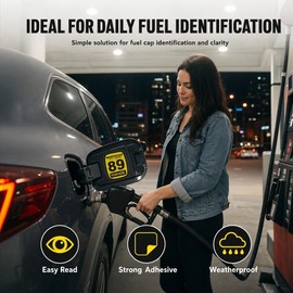 89 Octane Rating Pump Reflective Sticker Pack of 2, Minimum Gasoline Vinyl Decal Labels, 2x2.5 Inches Pump Reflective Sticker for Fuel Cap