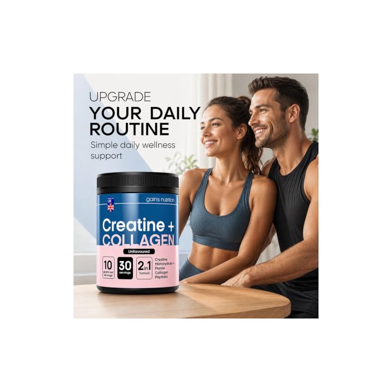 GN Creatine + Marine Collagen Powder, Unflavoured, 5g Creatine Monohydrate