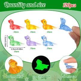 GGSTDDUP 120 Pcs Mini Luminous Resin Lizard Figurines, Miniature Lizard Statue Figurines, Cute Resin Lizard Figure Mini Resin Animals Glow in The Dark for Micro Landscape Dollhouse Garden (6 Colors)