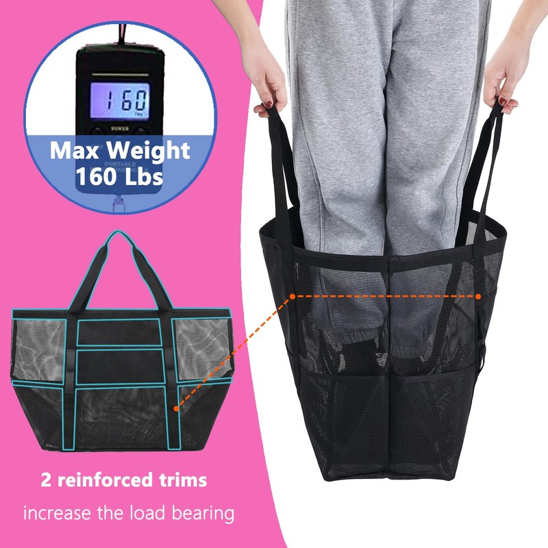 Fammart Mesh Beach Bag, Extra Large Beach Tote with Zipper