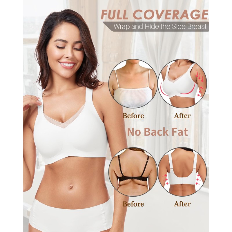 WOWENY Women's Bra Without Underwire Padded Non-Wired Bra Push Up