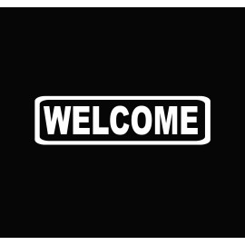 CrownVinyl.com WELCOME Door Sign Vinyl Decal Sticker - Door Window Wall - Business Office Home - White