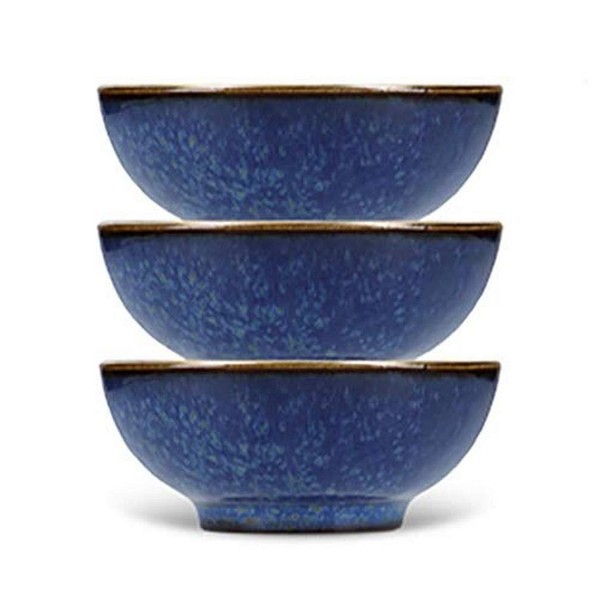 Mikasa Satori Small Japanese Dipping Bowls with Gold Rims, Porcelain, Indigo Blue, 8 cm, Set of 3