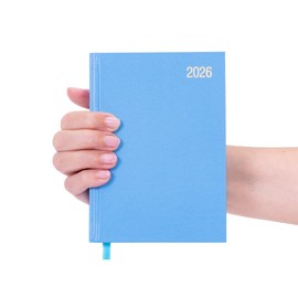 evelay A6 Diary 2026 Day Per Page Full Year Hardback Daily Planner Organiser Journal Compact Agenda for Notes Appointments Goals (A6 Page a Day, Sky)