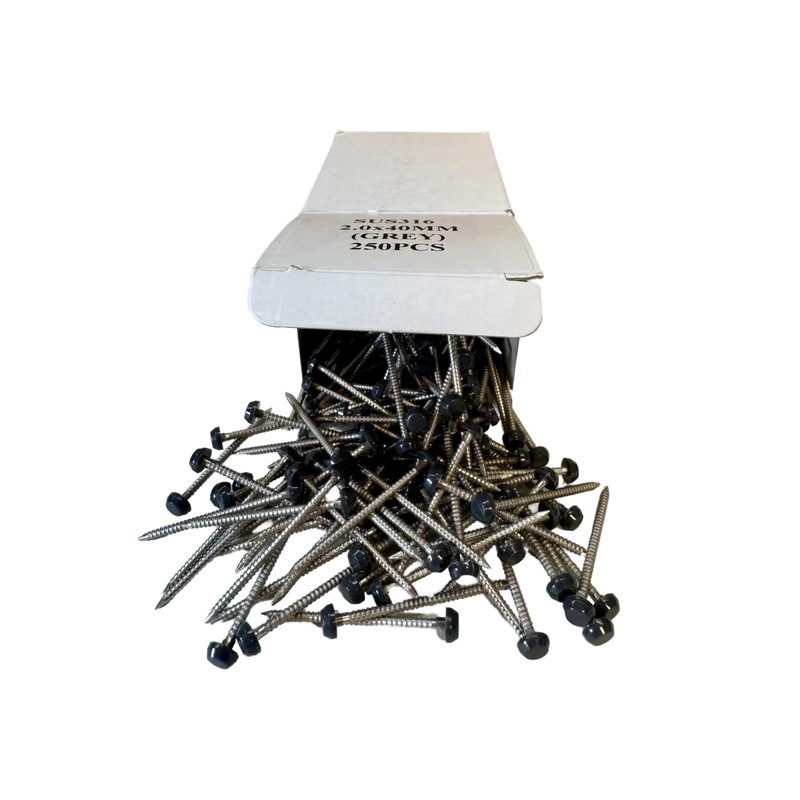 40mm Poly Top Pins / Nails (Pack of 250) Stainless