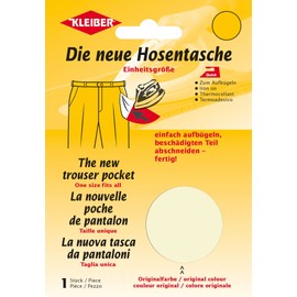 Kleiber Iron On Trouser Pocket Repair, Beige, One Size