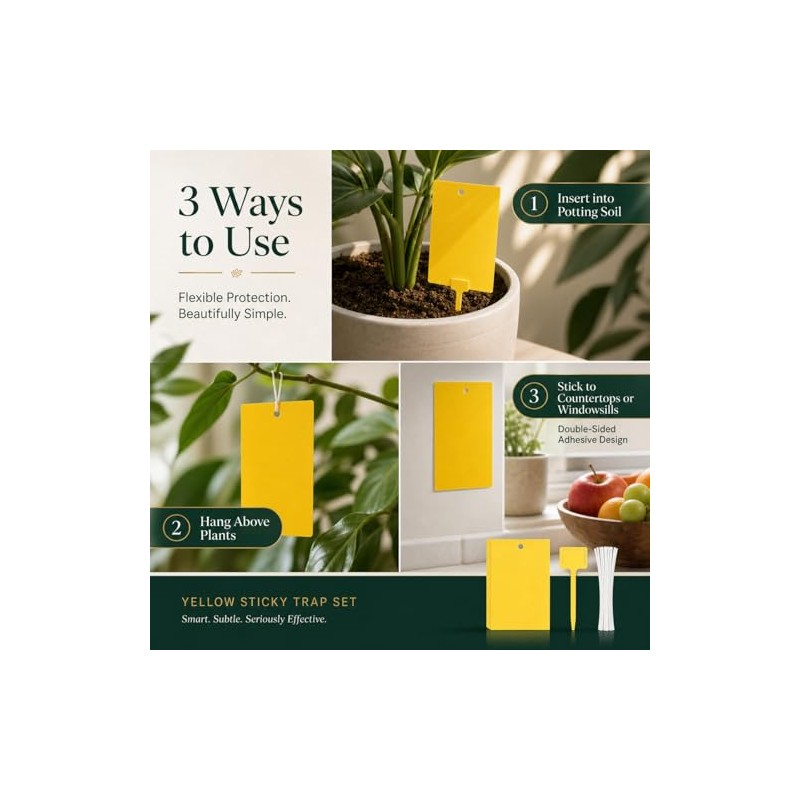Qualirey Yellow Sticky Traps for Indoor & Outdoor Plants