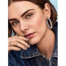 NLCAC Arete de aro con Purpurina de Resina Bohemia Brillante con Diamantes de imitación envueltos, Arete Colgantes para Mujeres y niñas Plateado