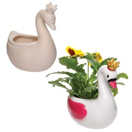 Baker Ross Set of 2 Flower Pots AX826 Create Your Own Ceramic Art and Craft Project for Kids