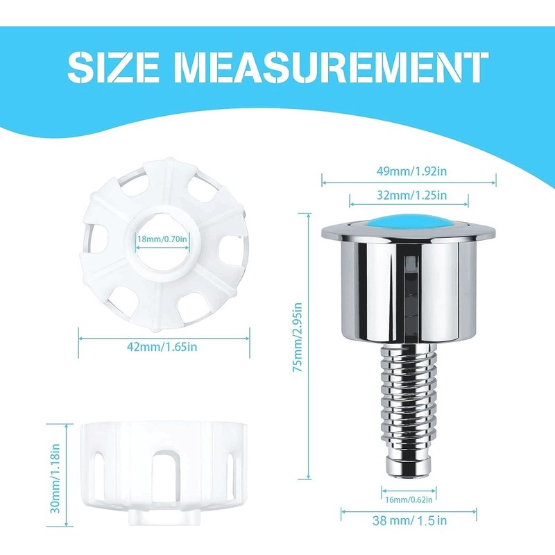 DGHOME 2 Pcs Toilet Flush Buttons Replacement, Round Head Dual