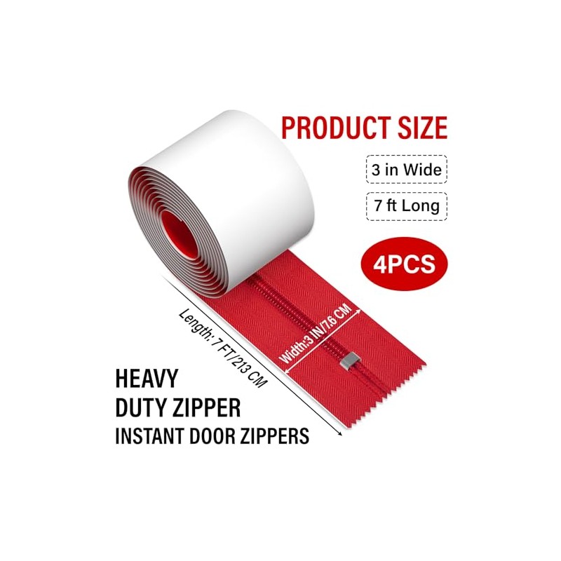 4-Pack Heavy Duty Zipper Door for Dust Barriers,Dust Zippers for