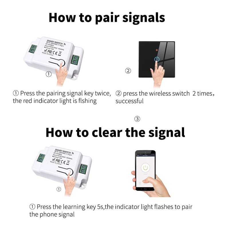 proAMEDEN Touch Wall Switch 10A Works with Tuya/Smart Life App,