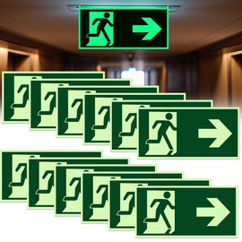 Afenau Schild Notausgang, 300 x 150 mm Nachtlicht Notausgang Schild Rechts, PVC Selbstklebend Notausgangsschild Nachleuchtend, Fluchtwegschild Rettungsweg, Notausgang Schilder Selbstklebend