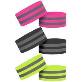 NINVVS 6 Reflective Straps, High-visibility Armbands, Elastic Wrist/Ankle Straps, Suitable for Running, Cycling, Early Morning or Night Activities Safety Equipment (Green, Black, Pink)
