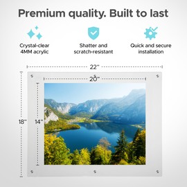 Rebecca Luxurious- Frameless Acrylic Picture Frame 16x20 Inch - Ultra Clear 4mm Acrylic Floating Frame with Silver Brackets - Easy Wall Installation for Certificates, Graduation, Family Photos, Documents - Modern Photo Display (Transparent, 16x20)