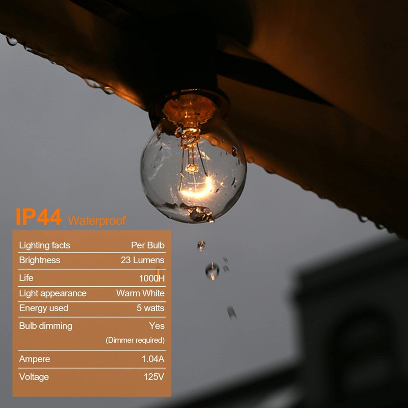 Goeszooin G40 Replacement Bulbs, 120V 5W Incandescent Globe Light Bulbs
