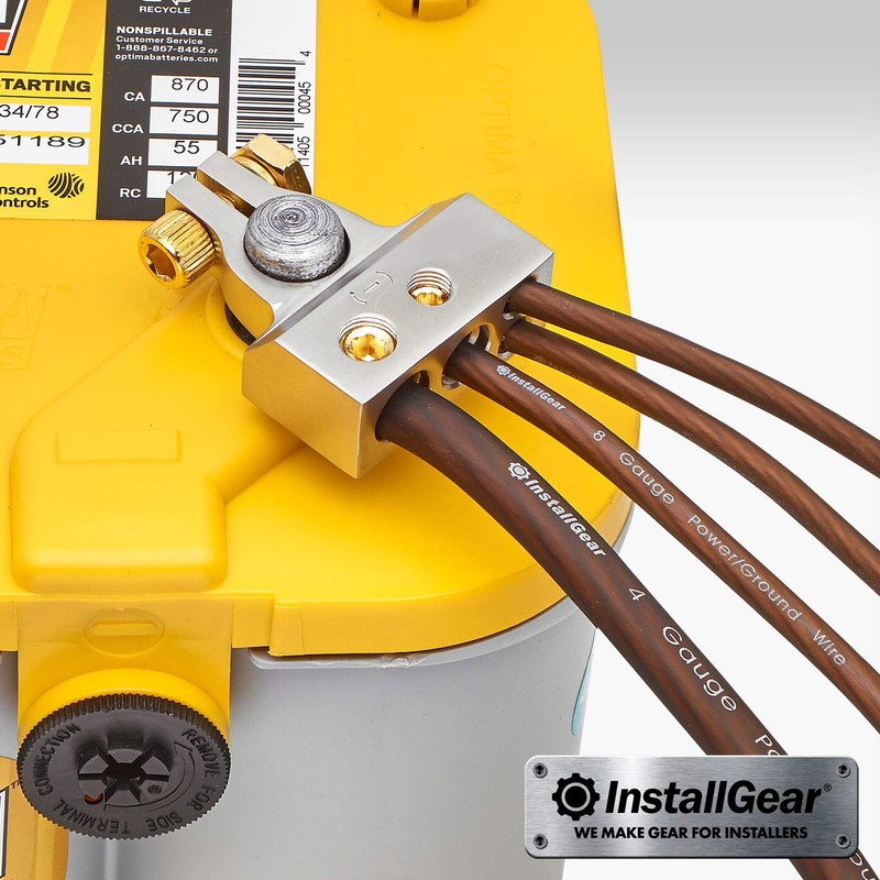InstallGear 2,4,8 or 10 Gauge Battery Terminals w/Shims - Positive,