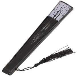 Black Cat Folding Fan - Cartoon Cat Handheld Bamboo Silk Folding Fan Chinese Japanese Vintage Fan Tea Ceremony Dancing Props