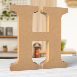 Aruatu 12 Inch Balsa Wooden Letters Unfinished Wood Letters for Wall Decor Decorative Standing Letters Large Letters for Wall Decoration for Craft Home Party Projects (H)