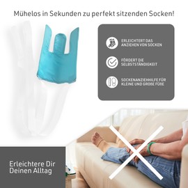 Sock donning aid, stocking puller, sock puller for seniors, pregnant women and immobile people, dressing aid for socks and stockings, blue