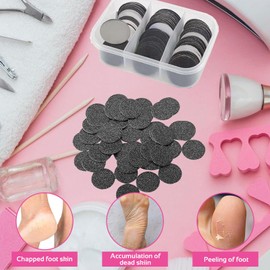 XIATIAN Sanding Disc, Pedicure Set, 61 Pieces Nail Sandpaper Discs with Metal Nail Drills 25 mm, Replacement Foot Sandpaper Discs, 80/120/180 Grit for Cracked Heels, Hard, Dead Skin