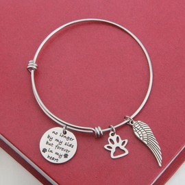 bobauna Pet Memorial Gift No longer By My Side But Forever in My Heart Bracelet With Paw Print Angel Wing Charms In Memory Of Pet (No longer bracelet)