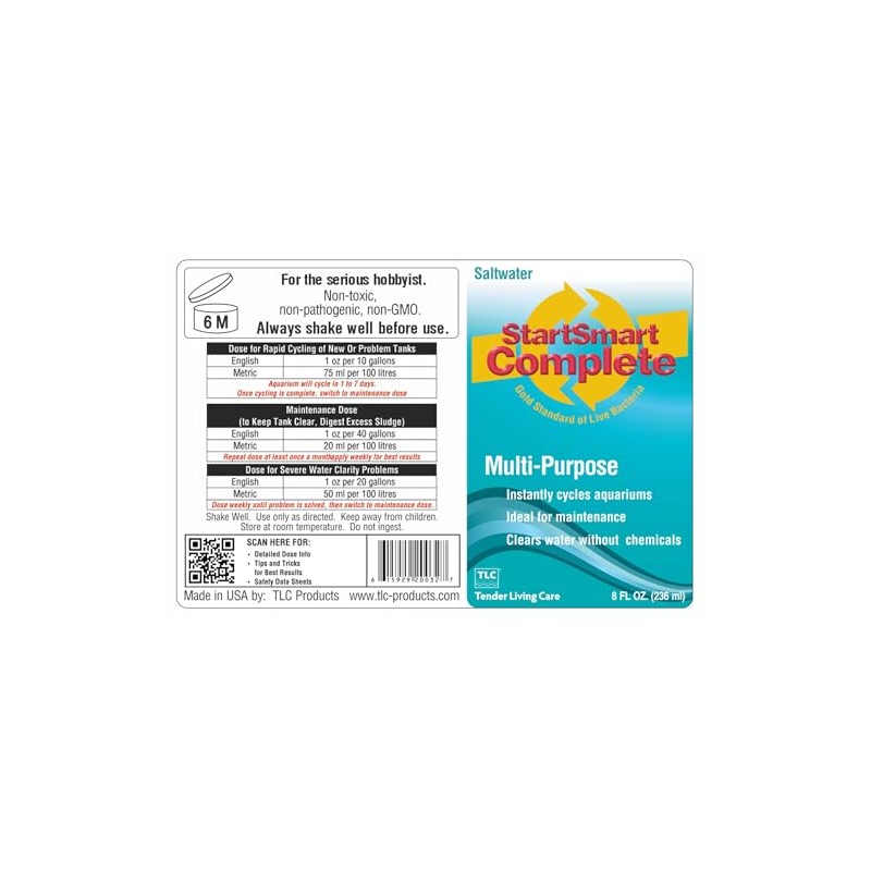 StartSmart Complete, Saltwater: Cycling, Clarifier, Maintenance, 8 oz. (236 ml)